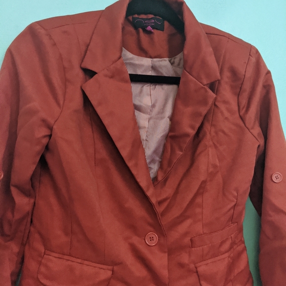 Neu Look Orange Long Sleeve Blazer Medium - Picture 3 of 6